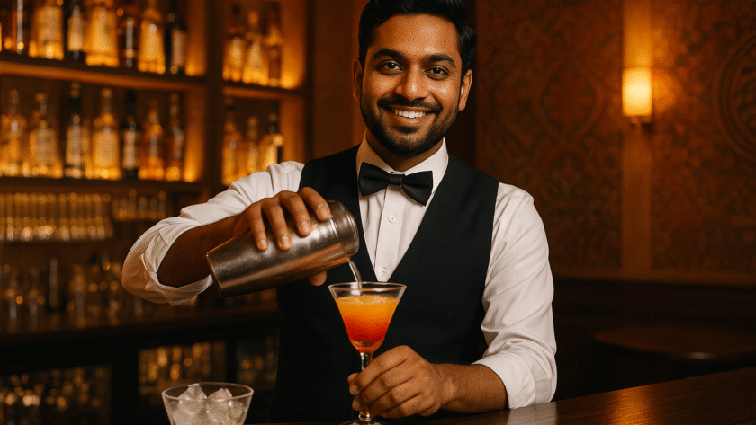 A mixologist crafting amazing cocktails in a bar