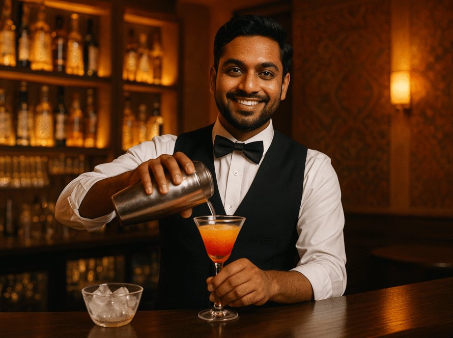 A mixologist crafting amazing cocktails in a bar