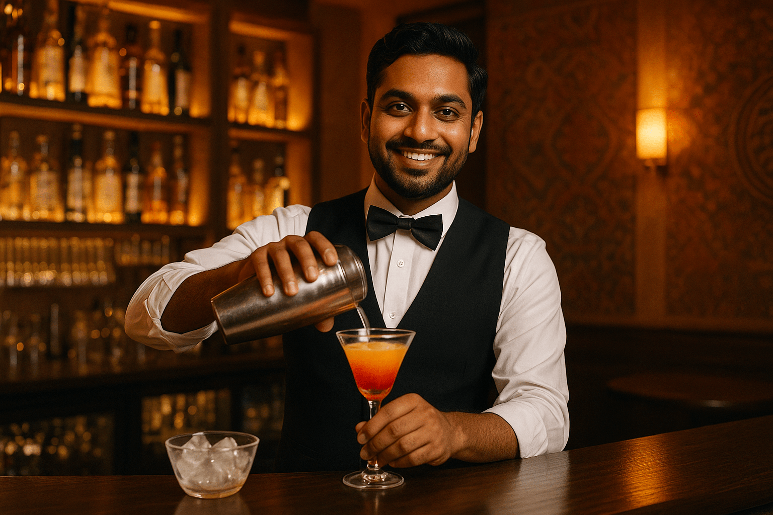 A mixologist crafting amazing cocktails in a bar
