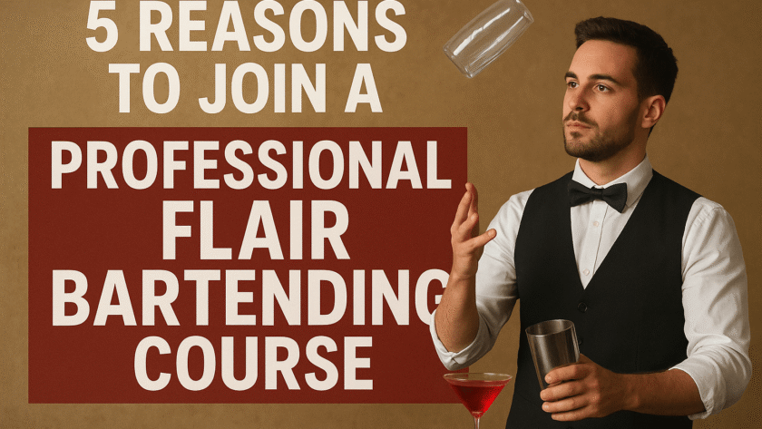 Flair bartender promoting a course