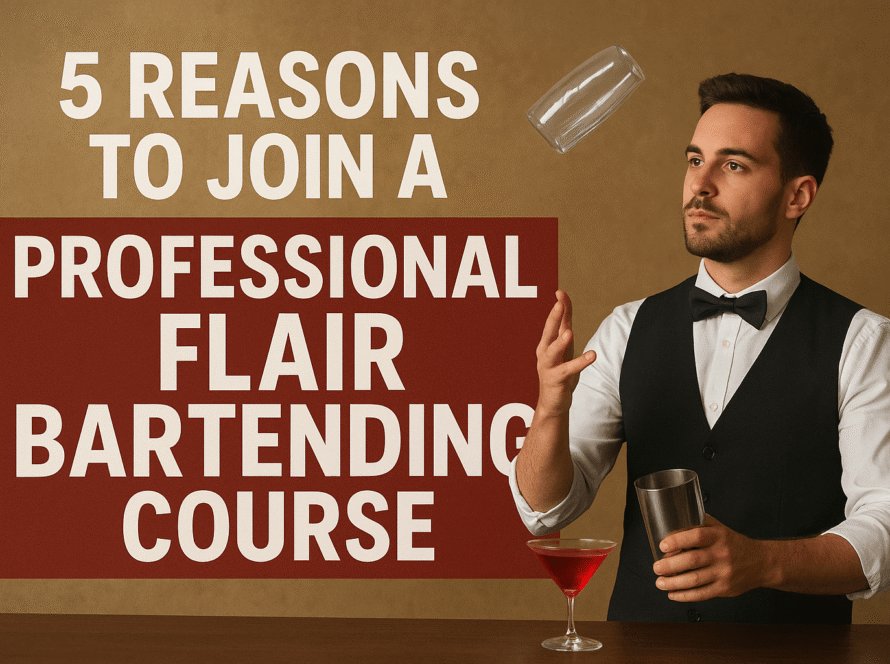 Flair bartender promoting a course