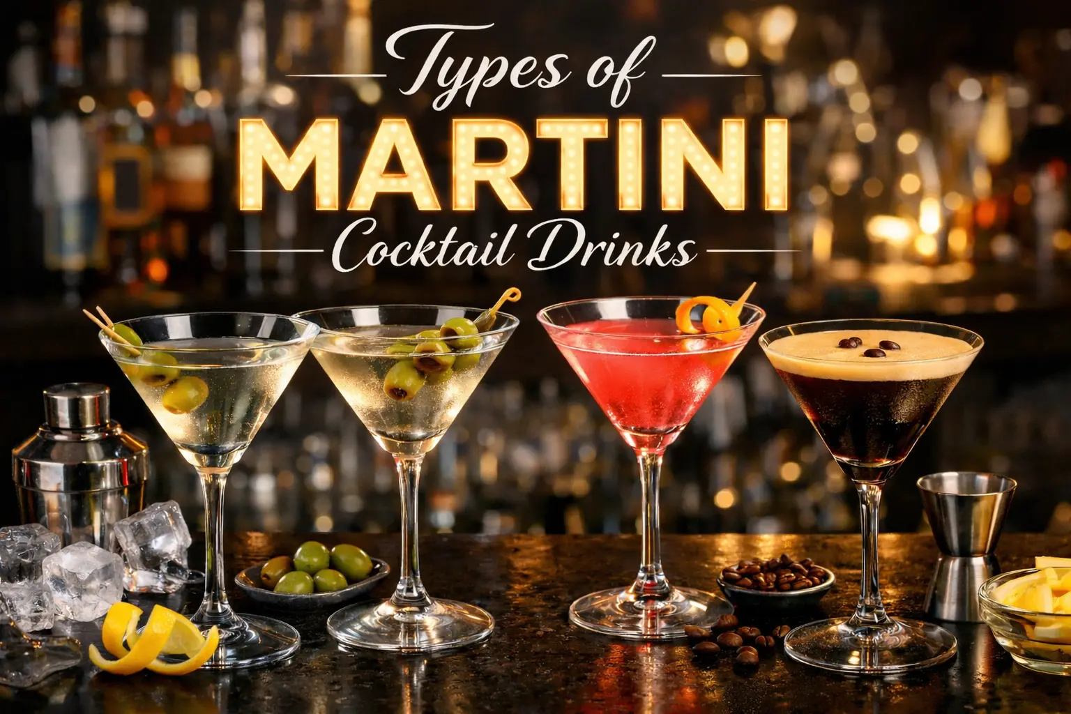 Types of martini cocktail drinks